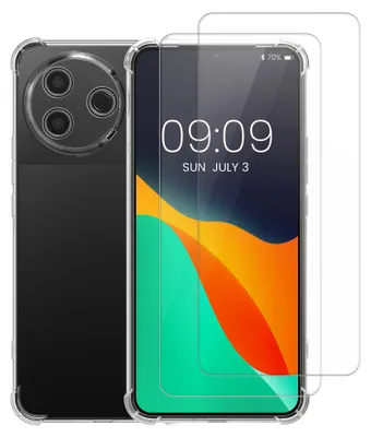 Produktbild von kalibri Hülle kompatibel mit Xiaomi Poco F7 Pro Case - Handyhülle mit 2x Glas Schutz Folie - Cover Handyhülle in Transparent