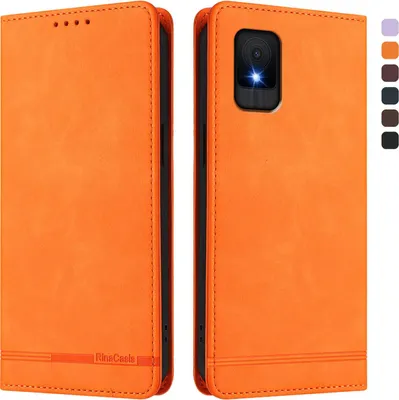 Image de Etui pour TCL 502, étui rétro en cuirPolyuréthaneavec support et fentes pour cartes Orange