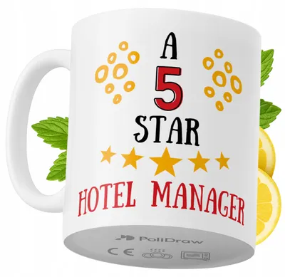 Produktbild von Lustige Kaffeetasse mit witzigem Textdesign für Hotelmanager - ideal für Geburtstage, Namenstage und Feiertage. Hochwertige Tasse für besondere Anlässe, ob im Büro oder zu Hause. Farbe: Weiß, 330 ml.