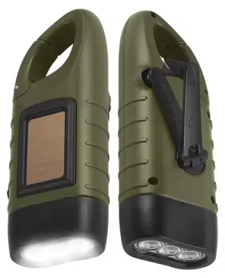 Produktbild von Dynamo-LED-Taschenlampe mit Solarpanel, Grün