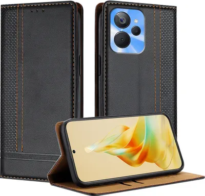 Produktbild von Handyhülle für Realme 10T Leder Flip Klappbare Schutzhülle mit Standfunktion Schwarz