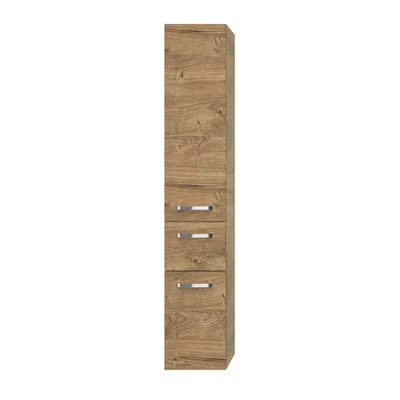 A tall, narrow cabinet with three drawers, presented against a white background.