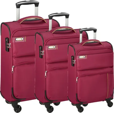 Produktbild von Leichter Koffer, 3-teiliges Trolley Set für Reise auf Räder Pink Bowatex