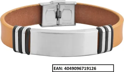Produktbild von Akzent Armband aus Echtleder und Edelstahl in Beige