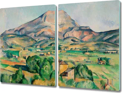 Produktbild von Coloray Herdabdeckplatte 2x40x52 cm Schneidebrett Kochplattenabdeckung Küchenbrett Hackbrett - Malerei Berge Natur