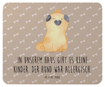 Produktbild von Mr. & Mrs. Panda Mouse Pad Mops Krone - Hundeglück - Geschenk, Königlich, Vierbeiner, Sprüche, Haha, Hund, König, Allergisch, pc mausunterlage, mousematte, Mauspad