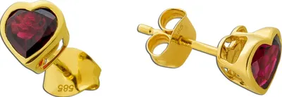 Produktbild von Herz Ohrstecker Gold 585 14K Rhodolith Natur Edelsteine 2.4ct