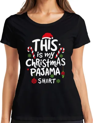 Produktbild von This is my Christmas Pajama Shirt - Weihnachten Xmas Christmas Damen T-Shirt, Schwarz, XL