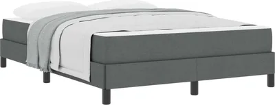 Image de vidaXL Lit Boxspring gris foncé 140 x 200 cm Tissu