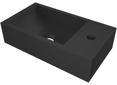 Obrázek produktu pro CERANO - Umývátko z litého mramoru Teo - závěsné pravé - černá matná - 40x22 cm