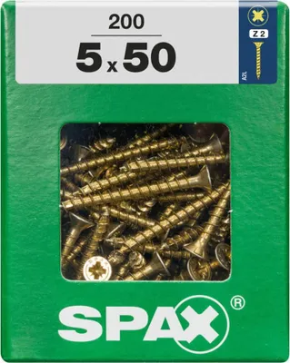 Produktbild von SPAX 4081020500508, Schraube, Stahl, Zink, Holz, Flachkopf, Pozidriv, Gelb