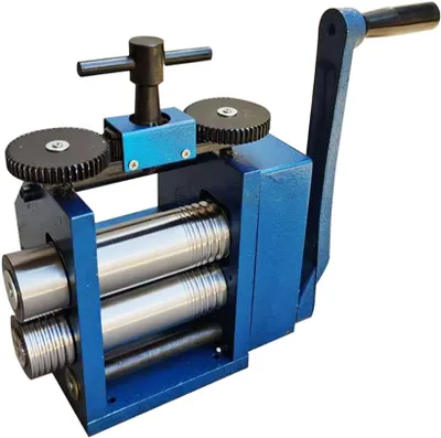 Image de Laminoir manuel plat à bijoux Machine à laminer 75mm Combinaison laminoir à bijoux Equipement de traitement bleu