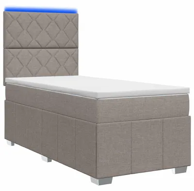 Produktbild von LED Boxspringbett mit Matratze Taupe 100 x 200 cm Stoff