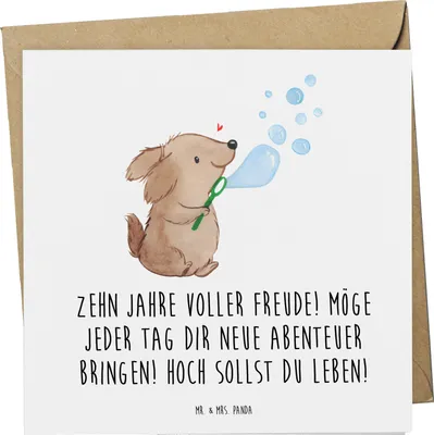 Produktbild von Mr. & Mrs. Panda Grußkarte 10. Geburtstag Freude - Weiß - Geschenk, faltkarte, Lächeln, Glückwunschkarte, Alter, Klappkarte, Kinderfeier, Meilenstein, Geburtstagsgeschenk