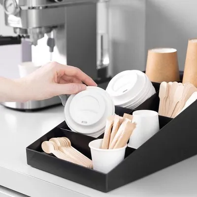 Produktbild von Famanu Kaffeegestell mit 7 Fächern - kompakter Halter für Zucker, Milch und Teebeutel