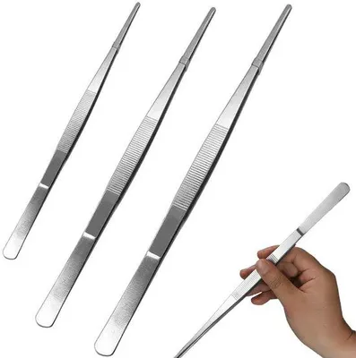 Obrázek produktu pro Sada tří nerezových kuchyňských pinzet Unyqoos®, délky 20/25/30 cm, odolná proti korozi a teplu, precizní pinzety pro grilování, maso, zeleninu a zdobení