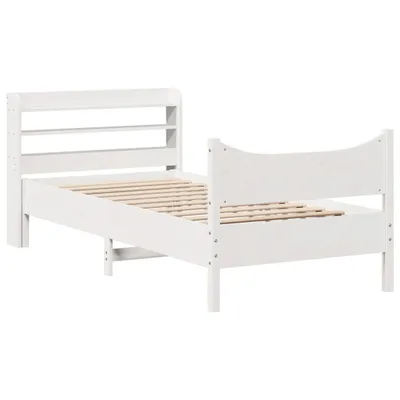 Image de Cadre de lit avec tête de lit blanc 75x190cm bois de pin massif