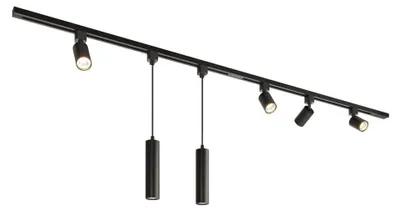 Image de HOFTRONIC - Kit système de rails droit 2 m 6 spots IP20 Noir