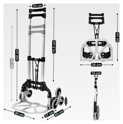 Produktbild von Klappbare Sackkarre für Treppen bis 75 kg | Treppen Transportkarre, Materialtransporter | Sackkarre für Treppen und Transporthilfe mit Rollen