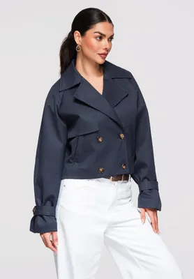 Produktbild von Ombre Kurzer Trenchcoat für Damen mit verkürztem Schnitt dunkelblau M/L