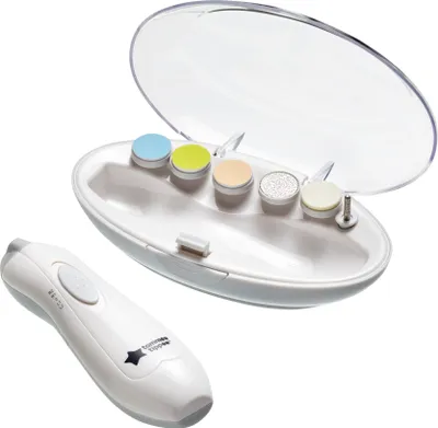 Obrázok produktu pre Elektrické nožničky na nechty pre bábätká a batoľatá Tommee Tippee, sada na manikúru, s LED svetlom a 6 pilníkovými hlavicami pre novorodencov, batoľatá alebo dospelých