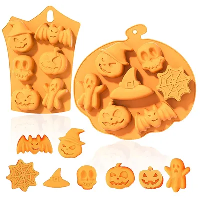 Halloween-Silikon-Backform, 2er-Set, für Kuchen, Pralinen, Süßigkeiten