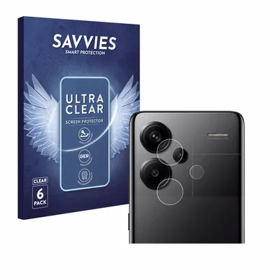 A product box for screen protectors and a close-up of a phone's camera module with screen protectors applied.
