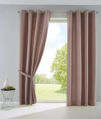 Obrázok produktu pre Sada 2 závesov Nepriehľadné záclony Matné Priepustné »PALERMO« s očkami a závesnými úchytkami Dekoratívny šál VxŠ 175x140 cm Taupe, 10000265-2