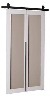 Produktbild von KierMoebel Schiebetür Komplettset QUDIO M1 Weiß + Kaschmir 86x205x3,2 cm Wohnzimmer Schiebetür