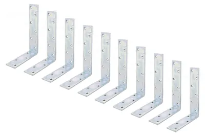 Zdjęcie produktu dla Alberts 848064 Kątownik, ocynkowany, pasywowany grubowarstwowo, 160 x 240 x 50 mm, zestaw 10 szt
