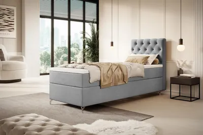 Zdjęcie produktu dla Łóżko tapicerowane 90 x 200 ADRIA – jasnoszare