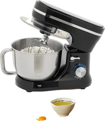 Obrázok produktu pre Kuchynský mixér, objem 4,5 litra, motor 1000 W, 8 + 1 nastavenie rýchlosti, nehrdzavejúca oceľ odolná voči potravinám, vrátane metly a háku na cesto