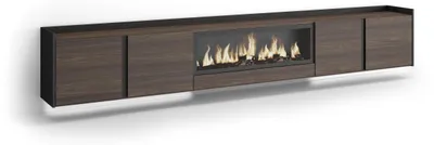 Produktbild von TV-Möbel Holzeffekt eiche schwarz 315x35x50cm Kamin mit Feuereffekt