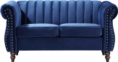 Produktbild von 2-Sitzer Velourssofa Chesterfield königsblau TRUMBO