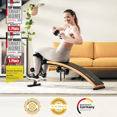 Produktbild von SportPlus I Sit-Up Bank I inkl. 2 x 1,5kg Hanteln, zusammenklappbar, Fitnessbank, Bauchtrainer, Benutzergewicht bis 120kg, SP-SUB-001-W