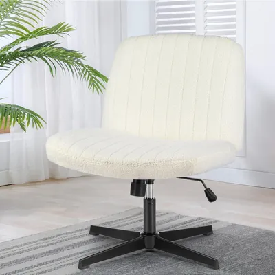 Produktbild von Bürostuhl Ohne Armlehne, Teddysamt und Bequemes Netzgewebe Criss Cross Chair, mit Verbreitertem Sitzkissen Schneidersitz Stuhl