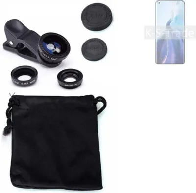 Produktbild von K-S-Trade Smartphone Kamera Linsen Set Kompatibel mit Xiaomi Mi 11 Pro 3in1 Clip-On Kamera Adapter Macro Weitwinkel FishEye Fischauge Objektiv Linse