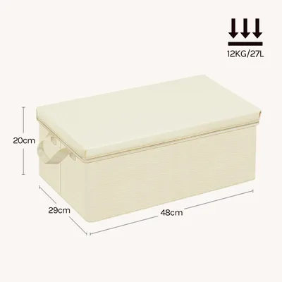 Image de Boîtes de rangement pliables pour vêtements - Avec couvercle - Lot de 3 - 48 x 20 x 29 cm - 27 litres - En tissu non tissé