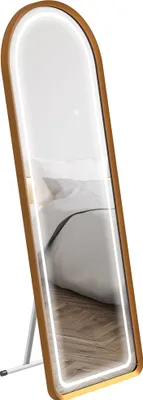 Produktbild von HOMCOM Pełnowymiarowe lustro, 151,5 x 50 x 4 cm lustro ścienne ze stojakiem, stojące lustro z oświetleniem LED, do salonu, sypialni, złote