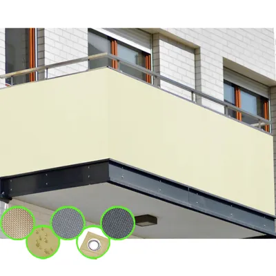 Produktbild von freigarten.de Balkon Sichtschutz PB2 PES blickdichte Balkonumspannung 90x300 cm - BEIGE - mit Ösen und Kordel - in div. Größen & Farben (90x300 cm (H x B), Beige)