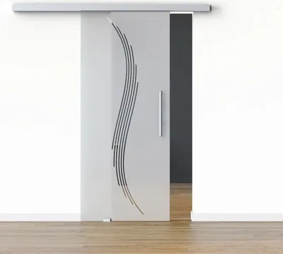 Produktbild von Pertura Glasschiebetür Komplettset Glera Sweep 02 1025x2175 mm Links inkl. Beschlag Selir Aluminium natur,Stangengriff