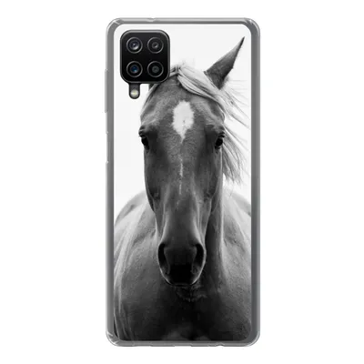 Produktbild von MuchoWow® Handyhülle Schutzhülle Hülle für Samsung Galaxy A12 Pferd - Tier - Schwarz - Weiß Silikon Softcase Handy Hülle - Bild