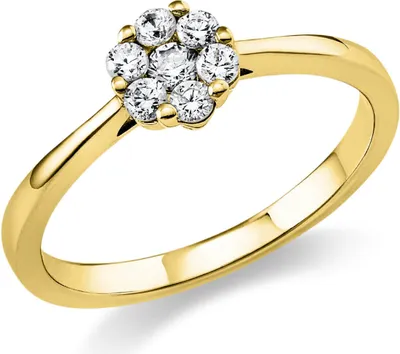 Produktbild von Ring Blume aus 750 Gold Gelbgold 7 Brillanten 0,26ct TW-SI Ø6mm Innenumfang 60mm  Ø19.1mm