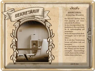 Produktbild von vianmo Blechschild 30x40 cm Sekretärin Beobachtungsgabe Chef Beruf Arbeit