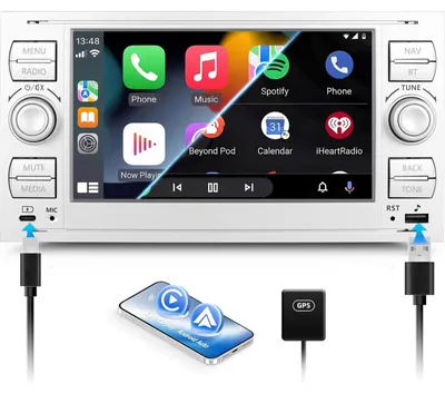Productafbeelding van 4+64G Android 15 autoradio met CarPlay/Android Auto/Mirror Link, 7 inch HD touchscreen, WiFi GPS Bluetooth 5.0