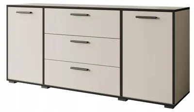 Zdjęcie produktu dla Nowoczesna komoda 150 cm do salonu 3 szuflady i 2 szafki kaszmir