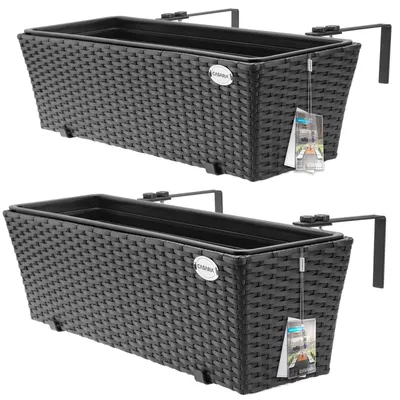 Produktbild von Hängeampel aus Polyratan – 11 Liter – Schwarz – Für Innen- und Außenbereich