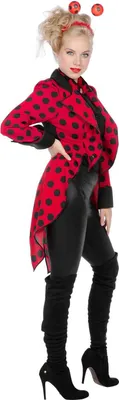 A woman wearing a ladybug costume.