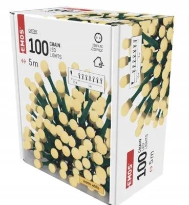 Productafbeelding van Kerstverlichting met kersenmotief, 5 meter, 100 LED's, warm wit