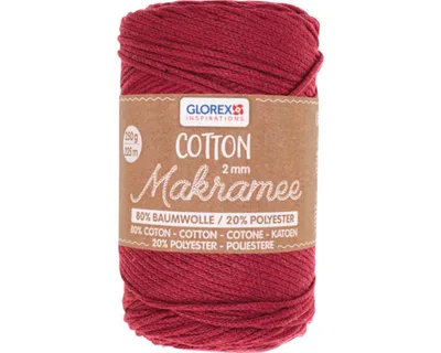 Produktbild von Makramee Baumwolle gewebt bordeaux 2 mm 225 m 250 g